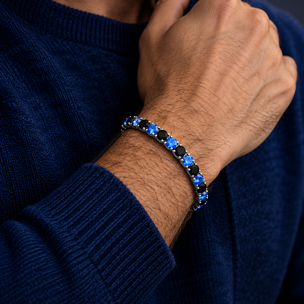 Bracciale Tennis Nero Azzurro