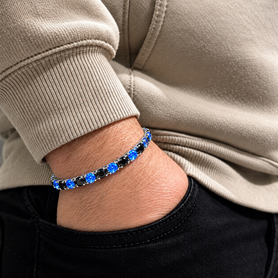 Bracciale Tennis Nero Azzurro