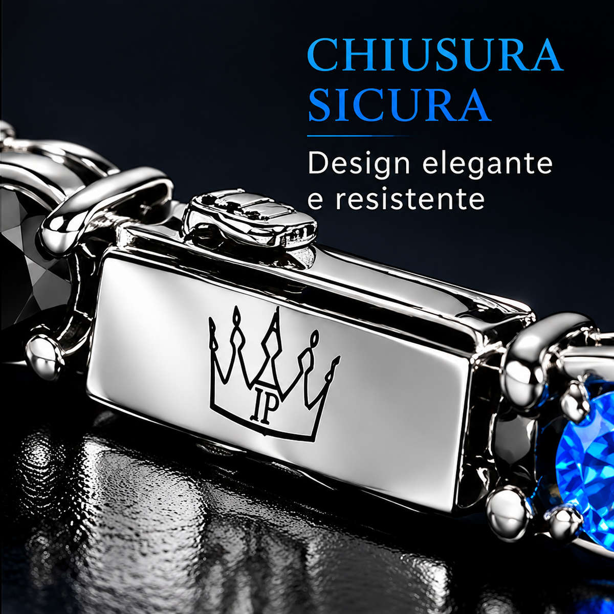Bracciale Tennis Nero Azzurro