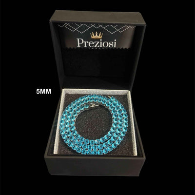 Collana Tennis Azzurra + Bracciale Tennis Azzurro - Preziosi Milano 