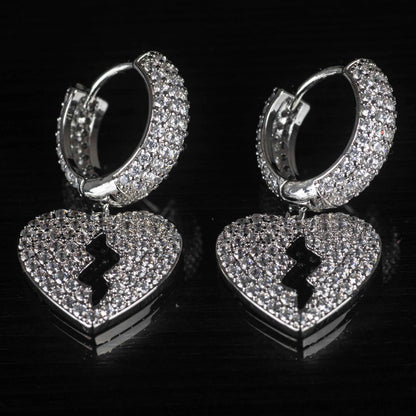 Orecchini Cuore Spezzato Luxury Rhodium in - Preziosi Milano 