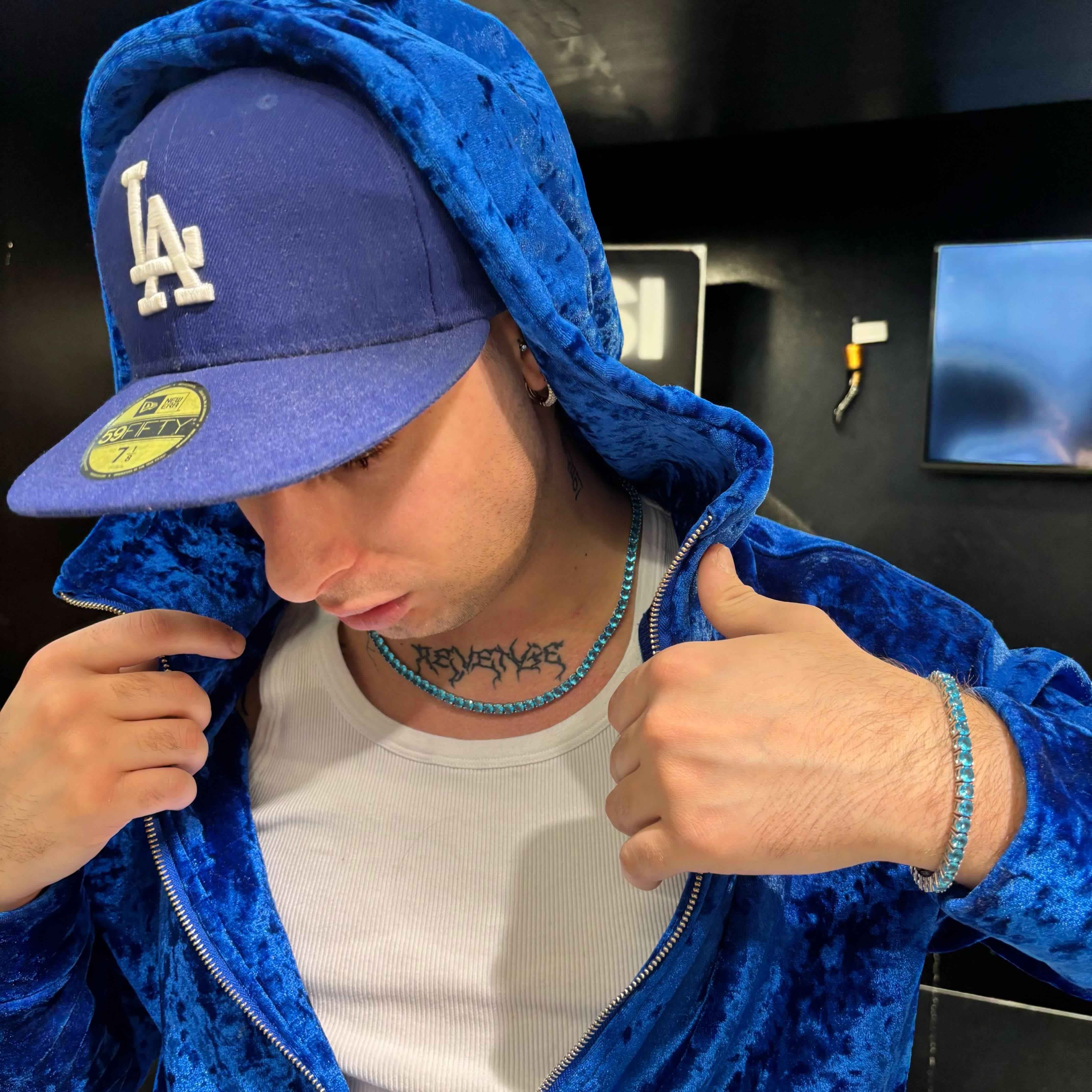 Collana Tennis Azzurra + Bracciale Tennis Azzurro - Preziosi Milano 