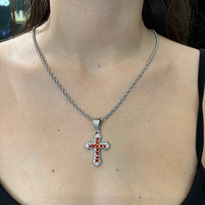 Ciondolo Croce Rosso Fuoco - Preziosi Milano 