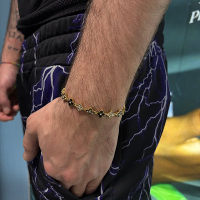 Bracciale Cristal Flower Gold Black