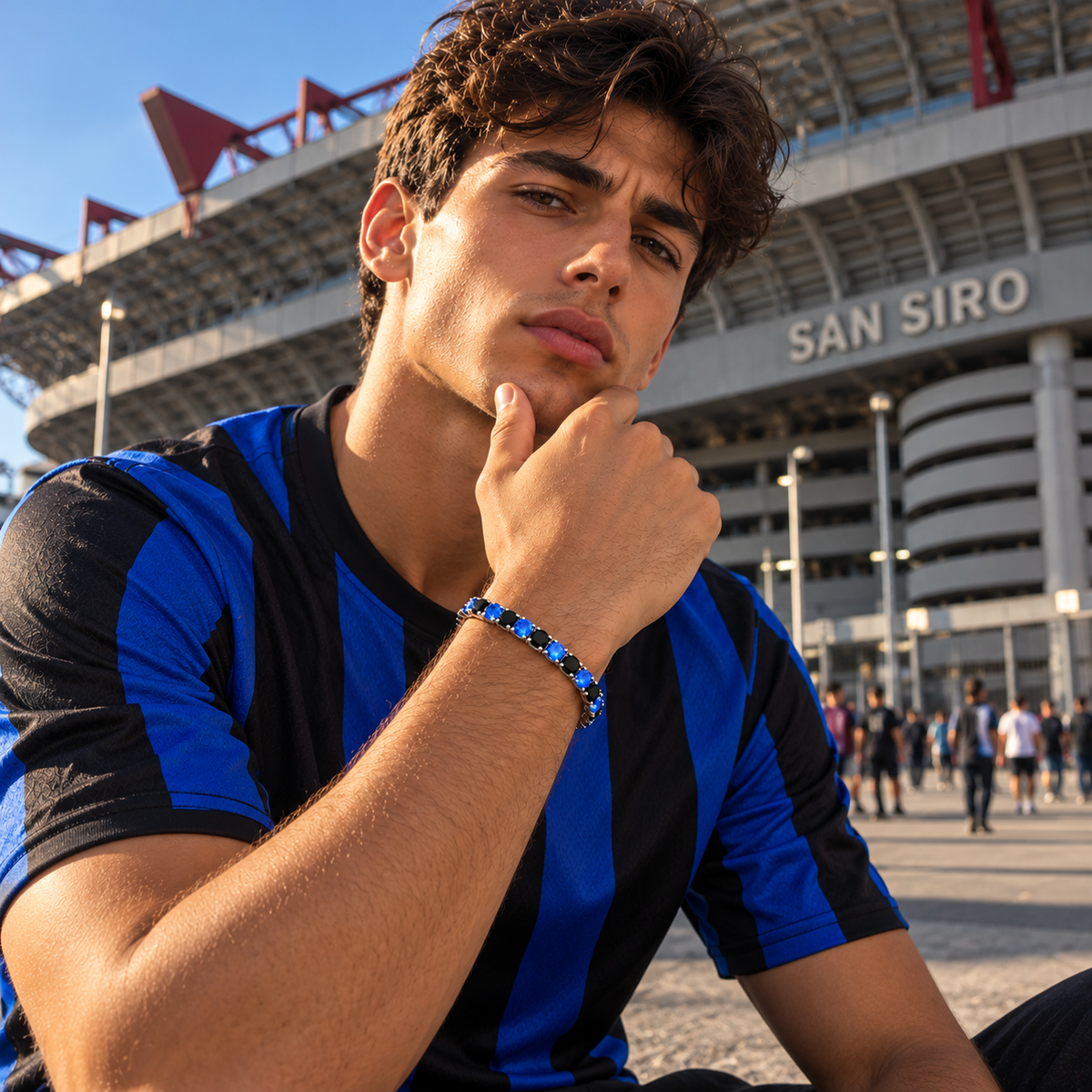 Bracciale Tennis Nero Azzurro