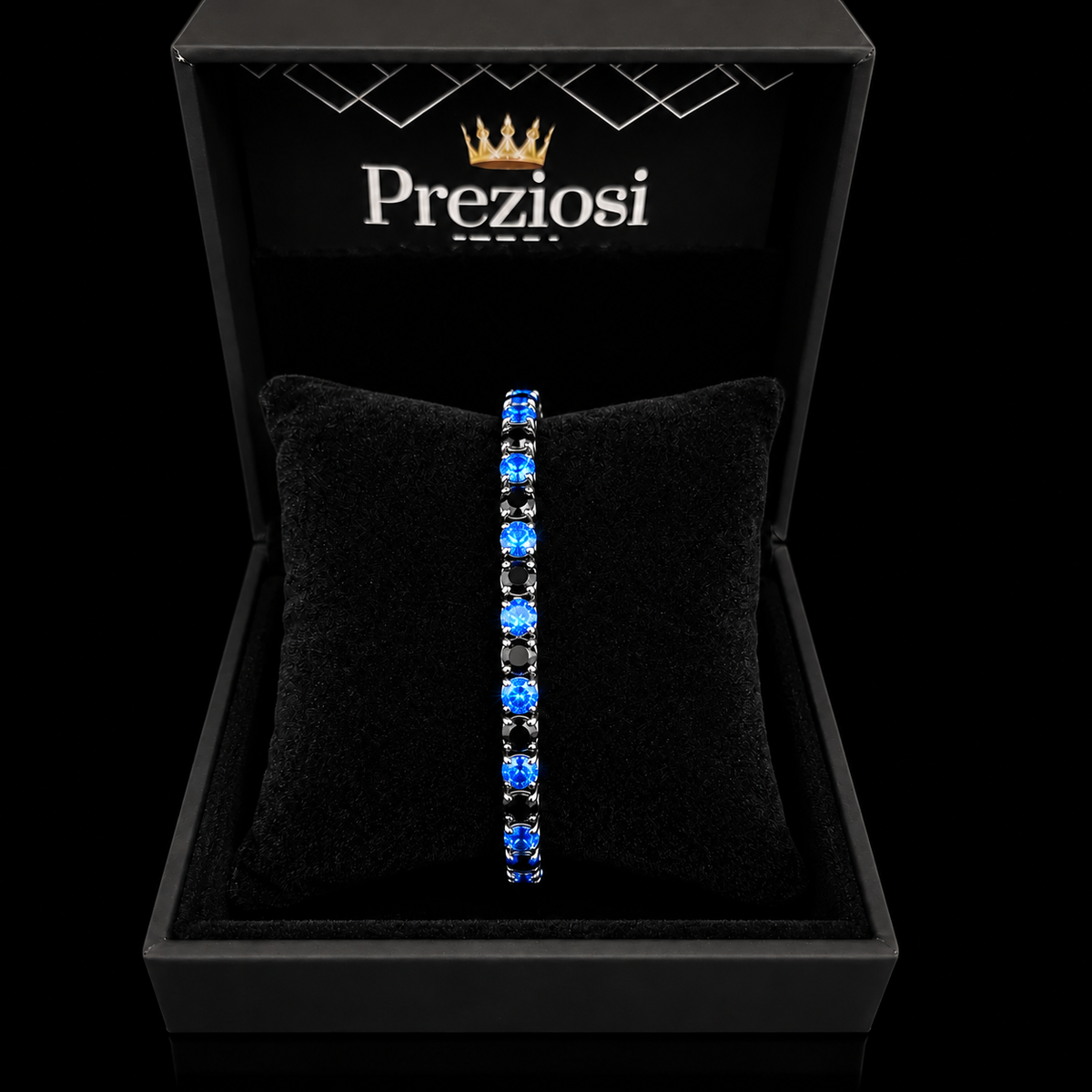 Bracciale Tennis Nero Azzurro