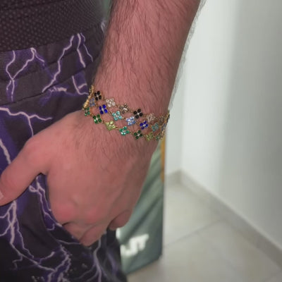 Bracciale Cristal Flower Gold Black