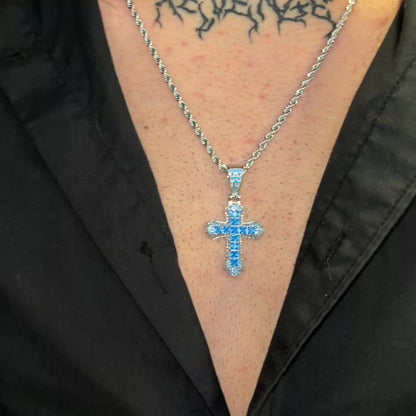 Pendentif Croix Bleue d'Eau