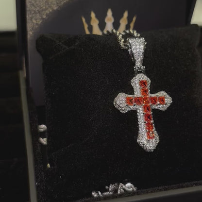 Pendentif Croix Rouge Feu