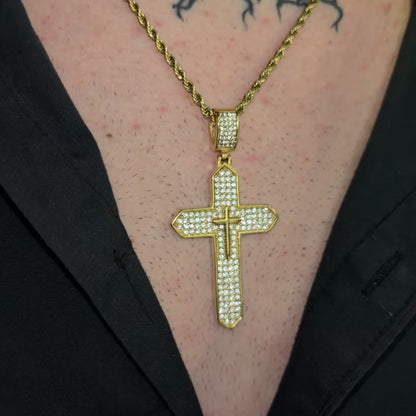 Collier Glace Double X