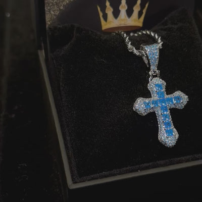 Ciondolo Croce Blu Acqua