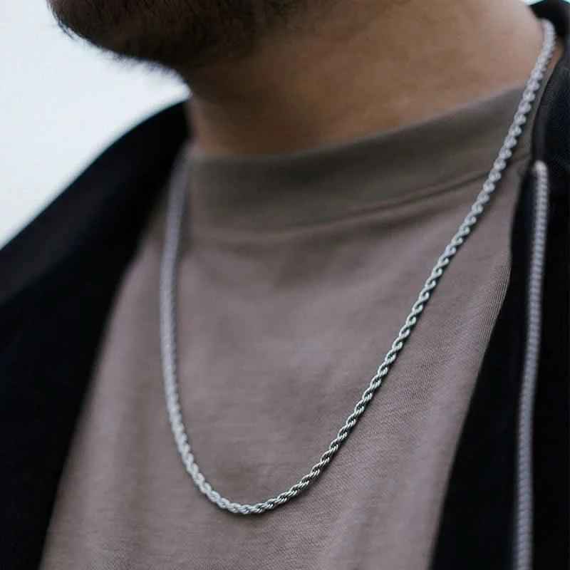 Collana treccia argento | Collana Treccia Unisex | Preziosi Milano