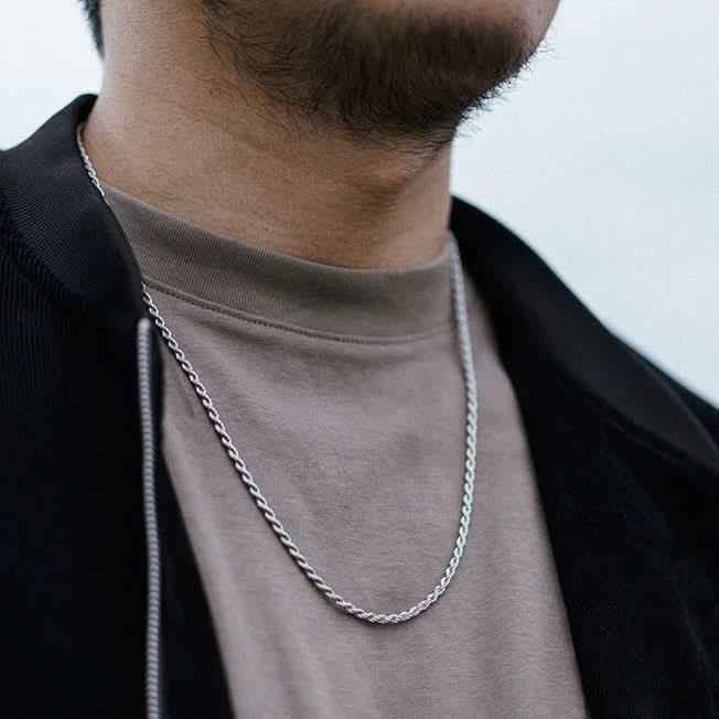 Collana treccia argento | Collana Treccia Unisex | Preziosi Milano