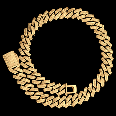 Collana Cubana Miami Uomo – Argento 925 Placcato Oro Con Zirconi Cubici, 22 Pollici – H&J Jewelry